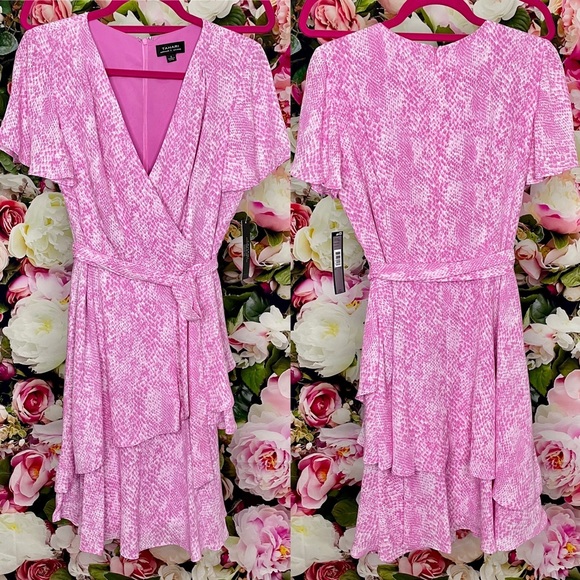 Tahari ASL Orchid Snake Print Dress Size 8 - Picture 3 of 11